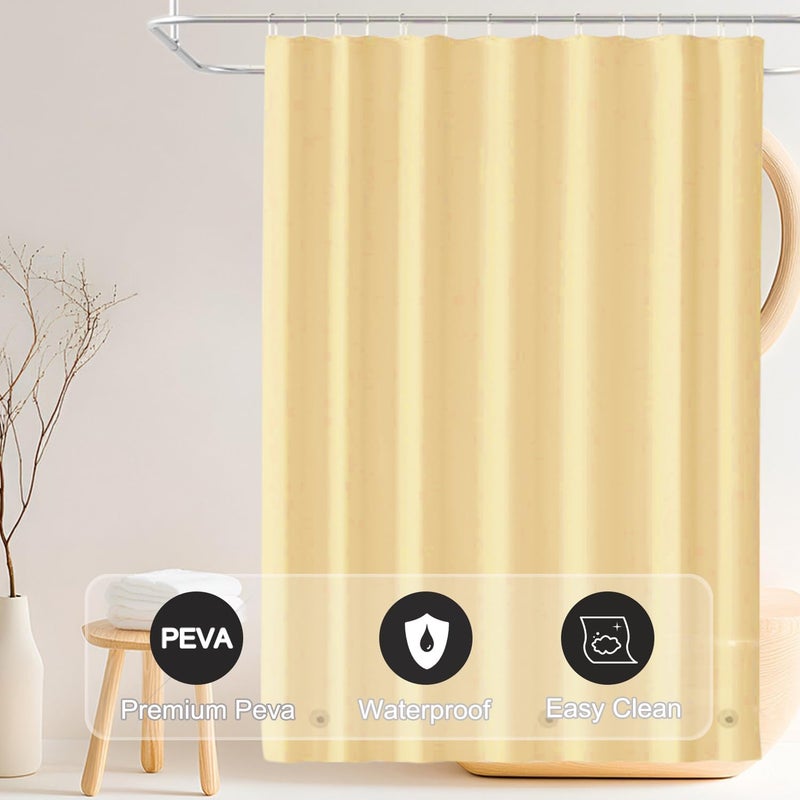 TIKABC Beige Shower Curtain Liner, 4G PEVA Shower Liner, Plastic Peva Waterproof Shower Curtains, 72x72 inch with Grommet Holes 3 Magnetic Weights - Image 5